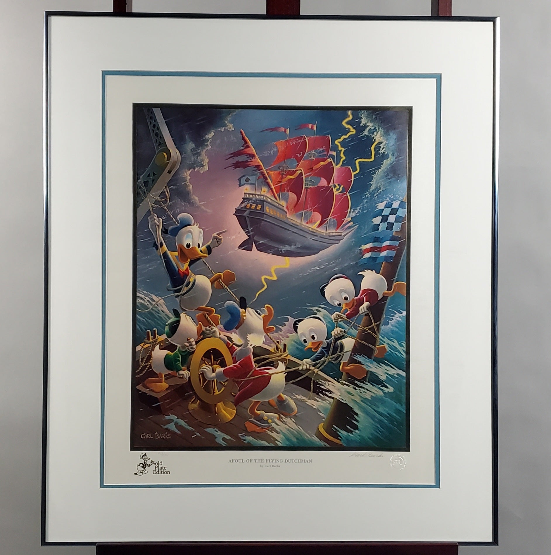 Donald Duck and Uncle Scrooge Afoul The Flying Dutchman Carl Barks Signed Gold Plate Edition